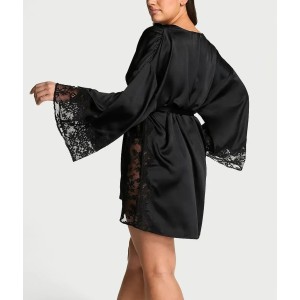 Халат Black Satin Lace Trim Robe
