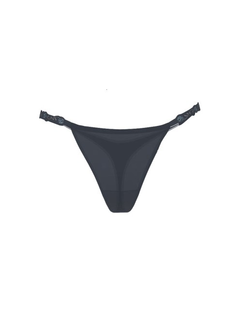 Трусики Dark Twilight Blue Thong Floral Shine Strap