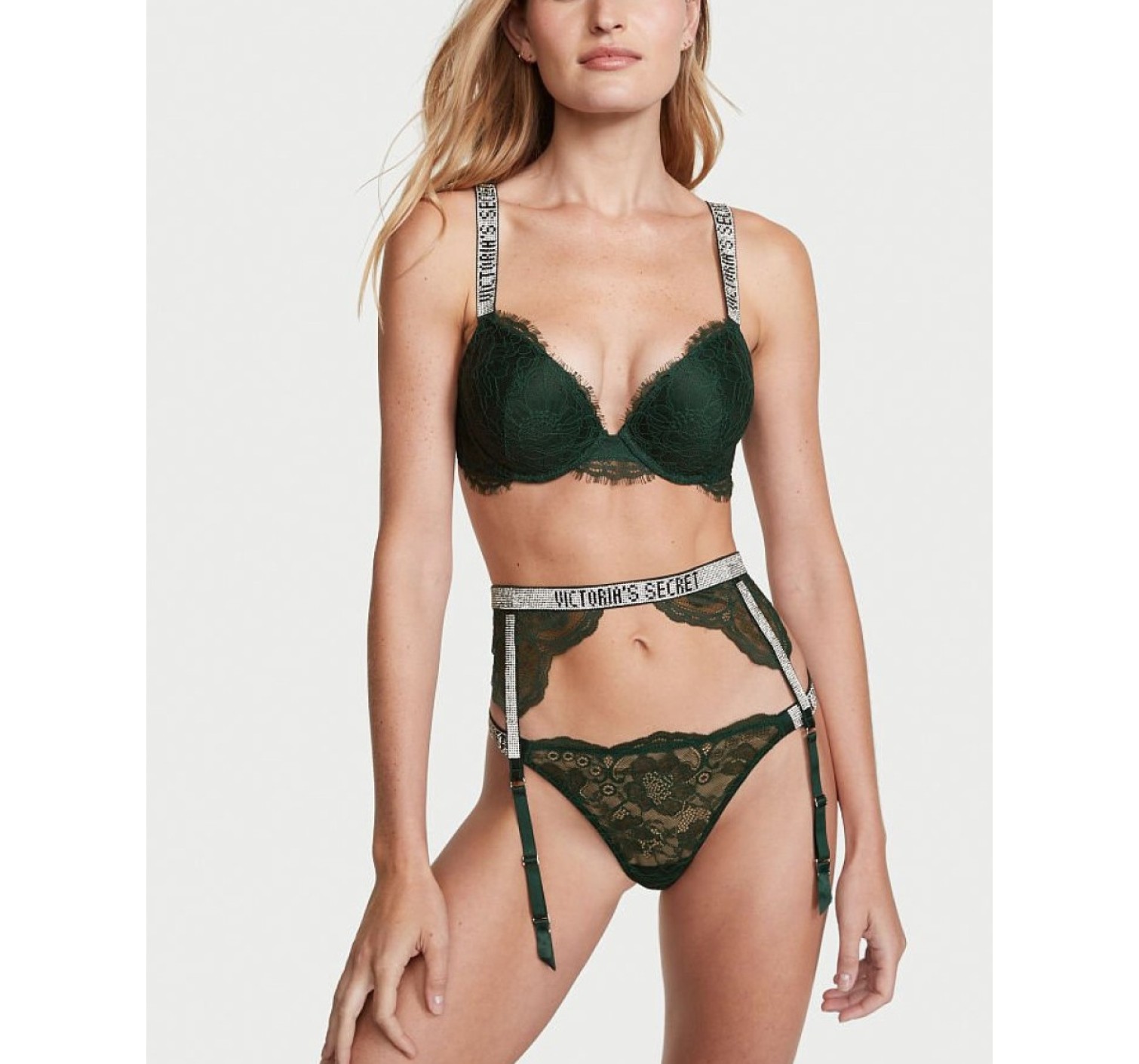Пояс VERY SEXY Shine Strap Garter Belt Green Lace