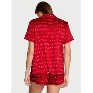 Піжама Signature Satin Short Pajama Set Red hearts