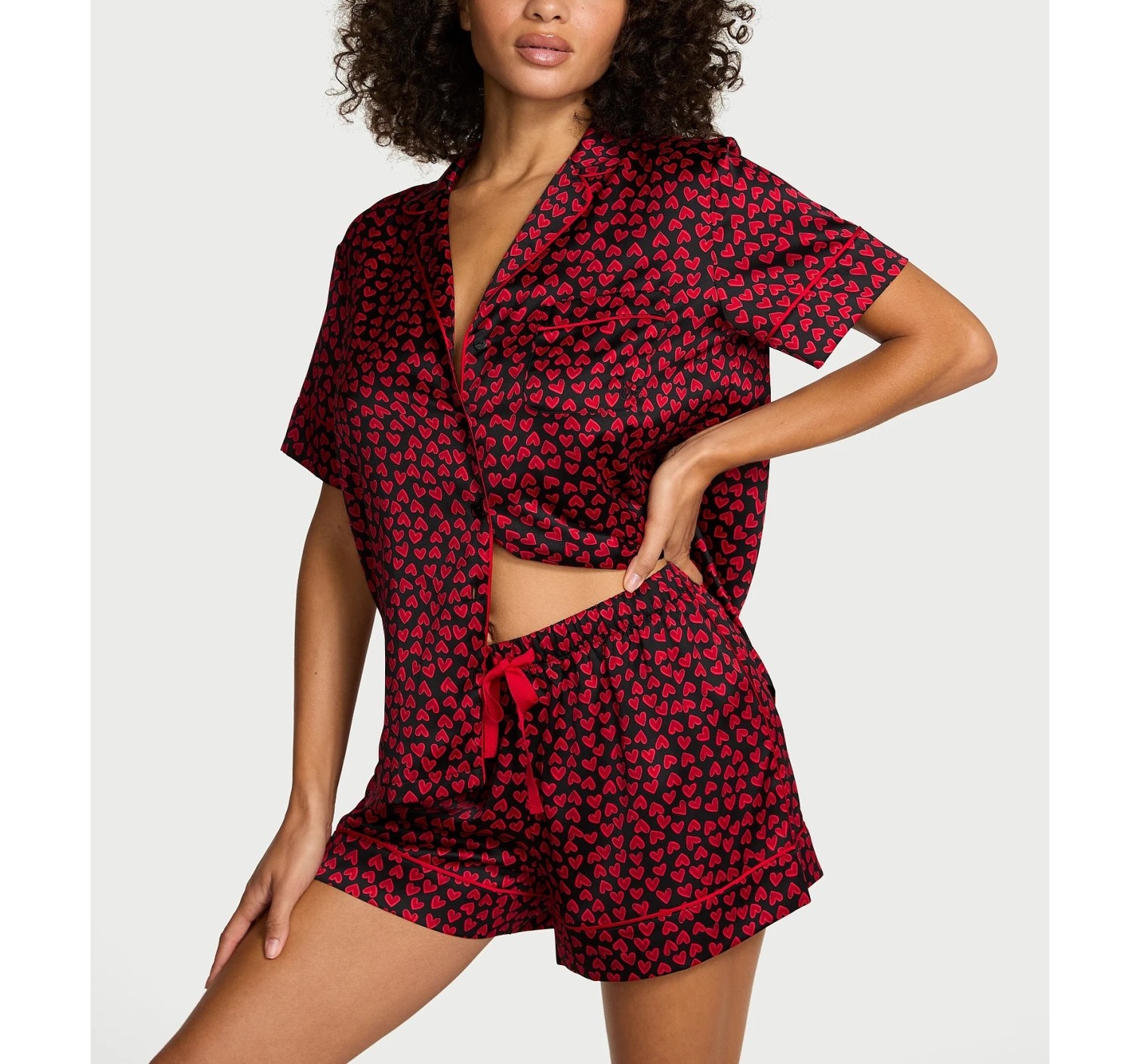 Піжама Signature Satin Short Pajama Set Red hearts