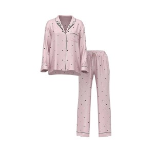 Піжама Glazed Satin Bow Short Pajama Set Pink with black hearts