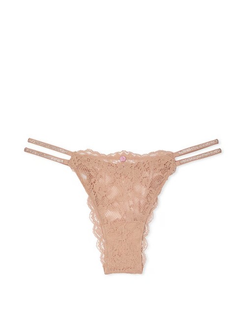 Трусики Dream Angels Twinkle Strap Lace Brazilian Panty Praline