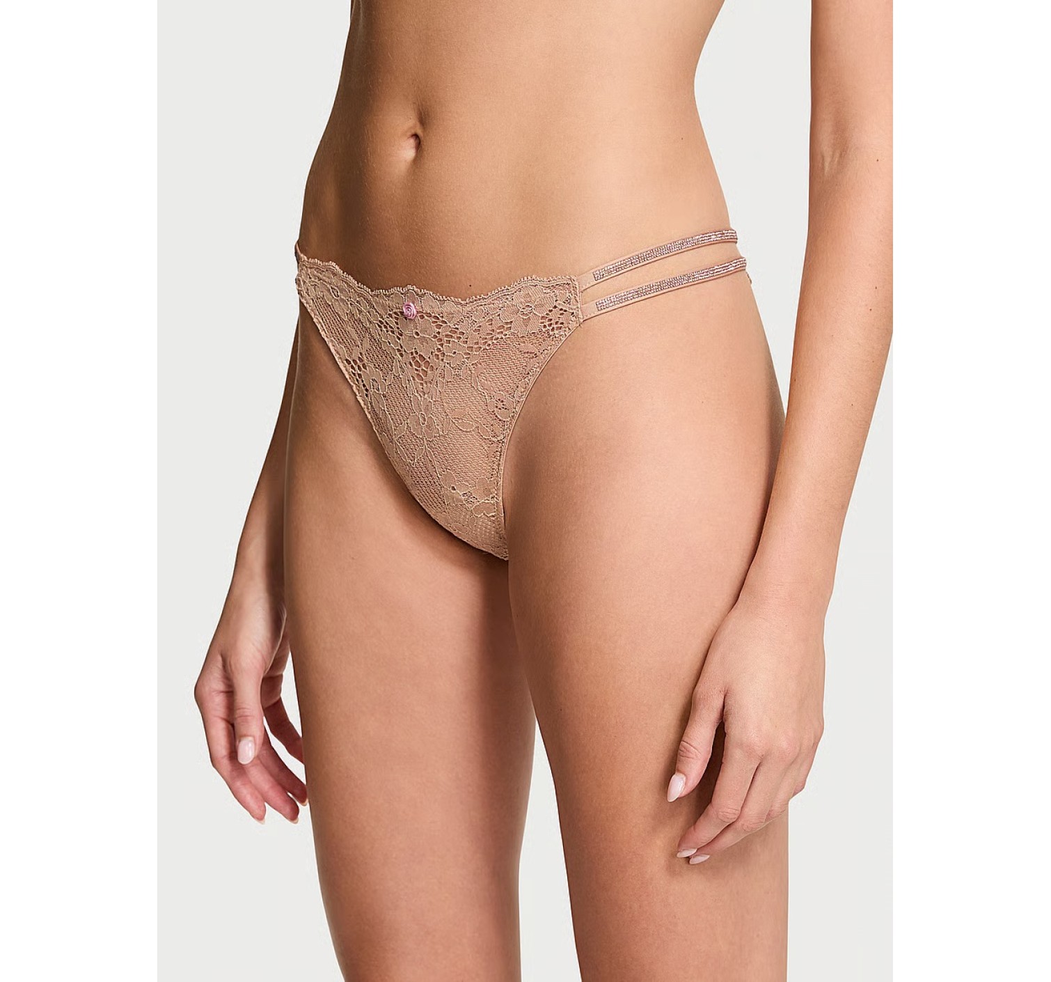 Трусики Dream Angels Twinkle Strap Lace Brazilian Panty Praline