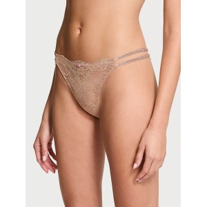 Трусики Dream Angels Twinkle Strap Lace Brazilian Panty Praline