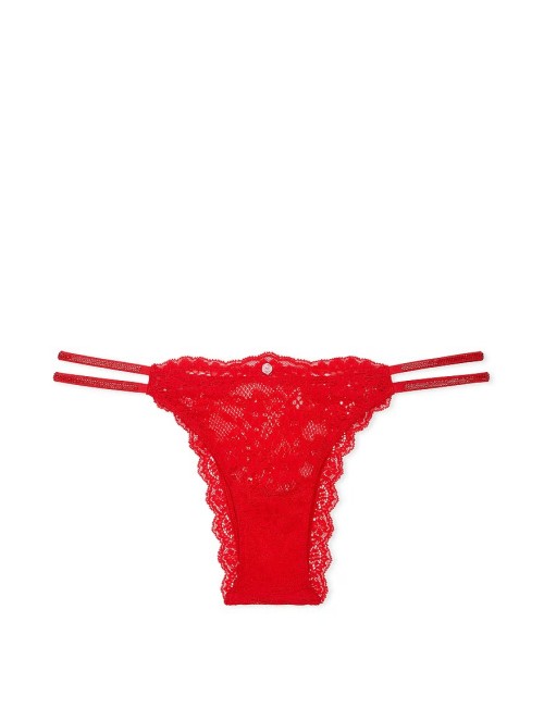 Трусики Dream Angels Twinkle Strap Lace Brazilian Panty Bright Vermillion