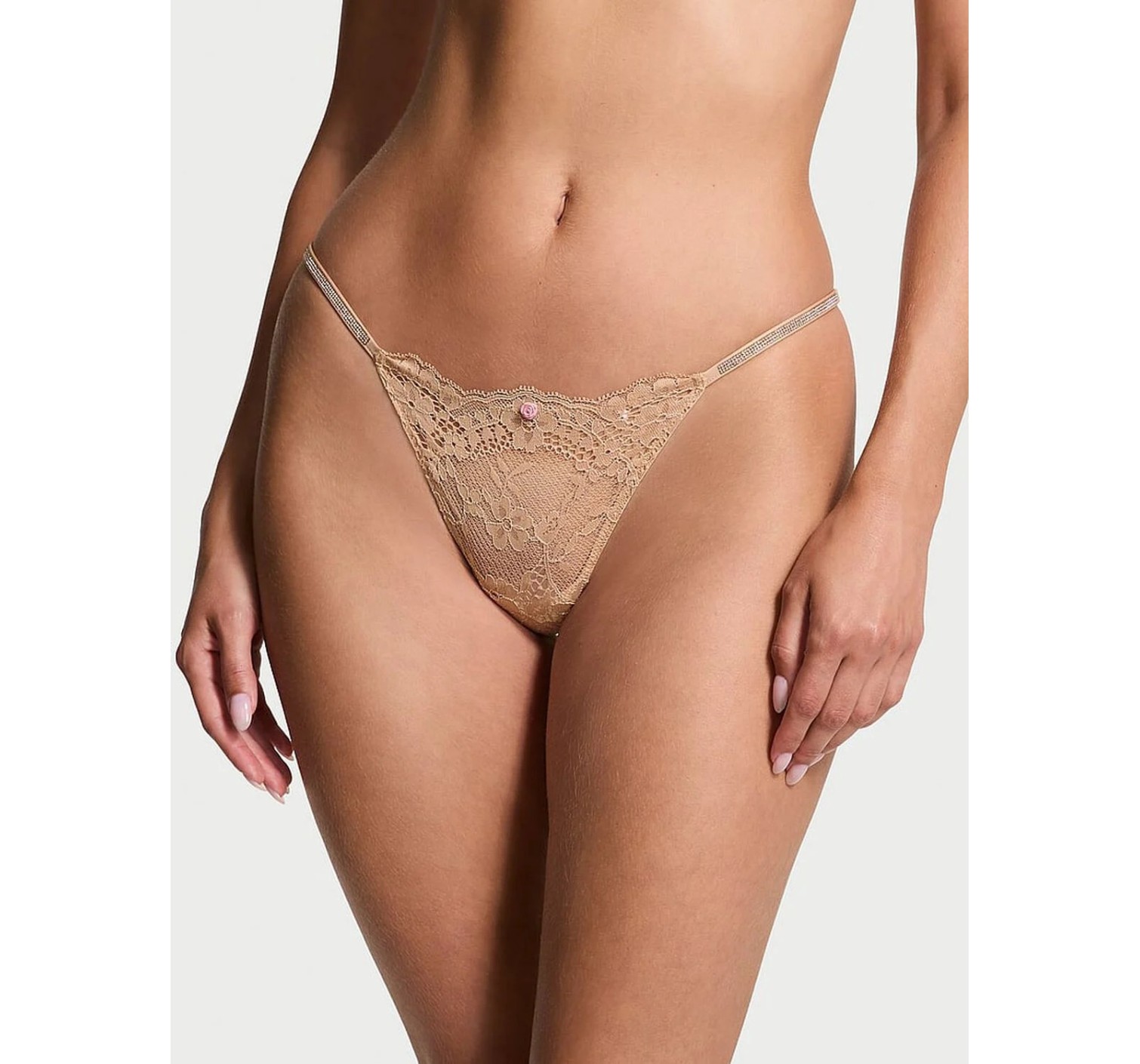 Трусики Dream Angels Twinkle Strap Lace V-String Panty Praline