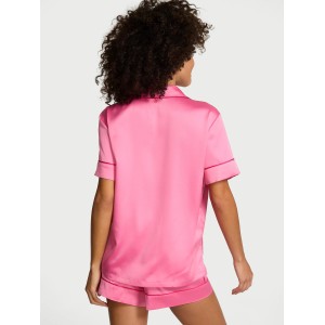 Піжама Glazed Satin Bow Short Pajama Set pocket heart