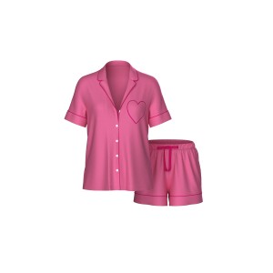 Піжама Glazed Satin Bow Short Pajama Set pocket heart