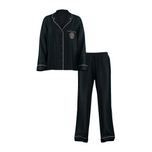 Пижама Black Logo Script Satin Long Pajama Set 