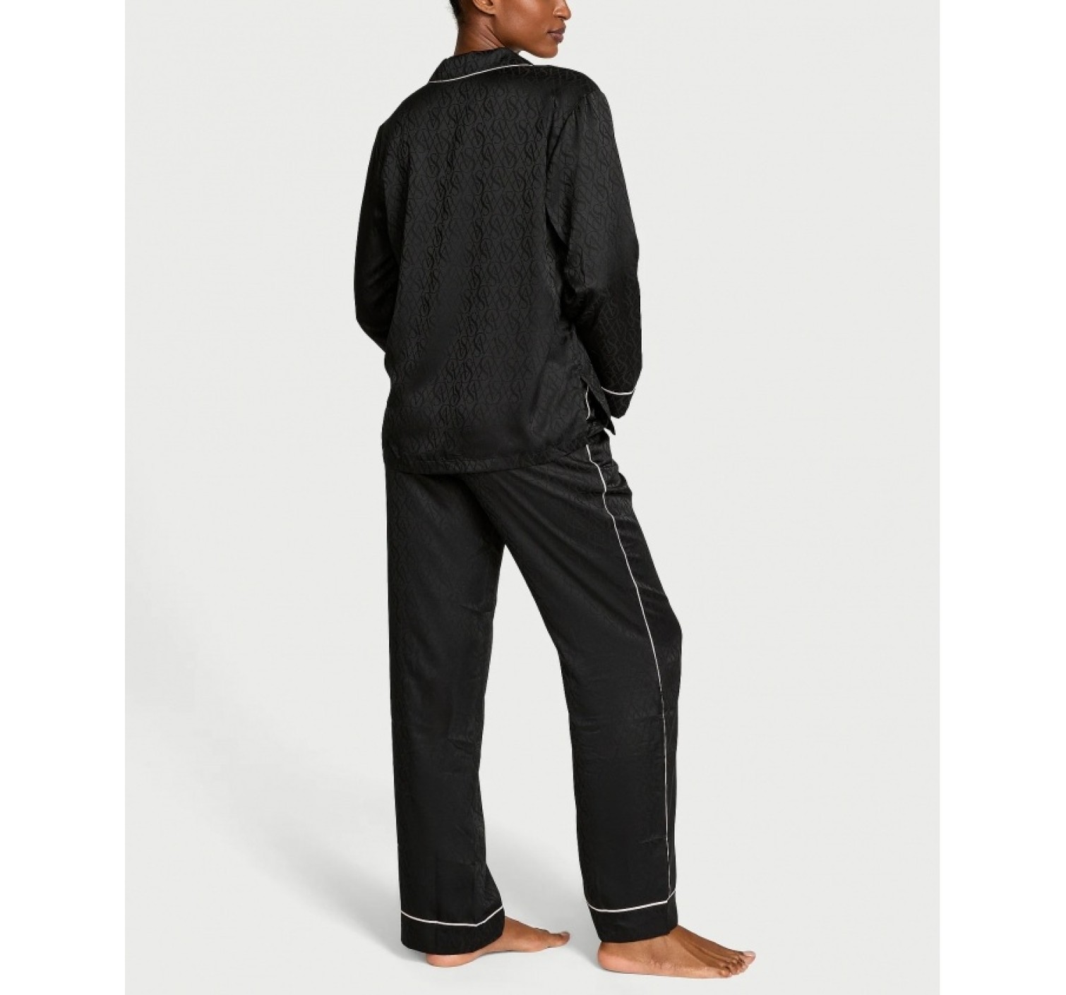 Пижама Black Logo Script Satin Long Pajama Set 