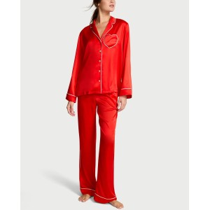 Пижама Lipstick Satin Long Pajama Set Heart Pocket