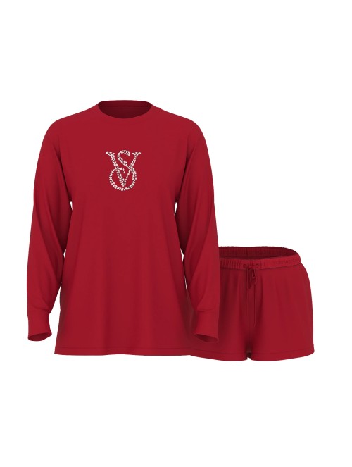 Піжама Cotton Shine Logo Long-Sleeve Short Pajama Set Red