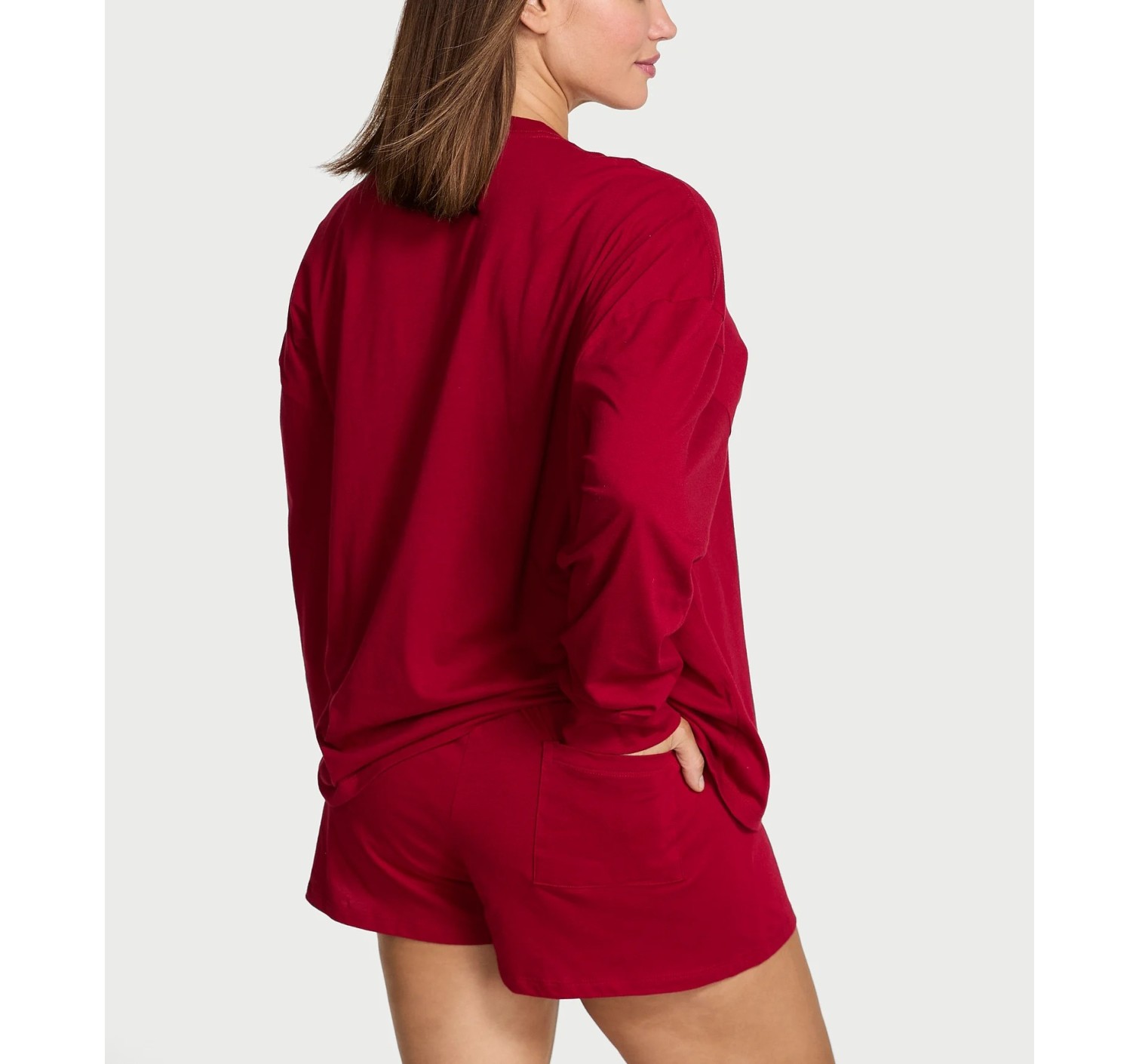 Пижама Cotton Shine Logo Long-Sleeve Short Pajama Set Red