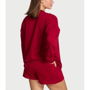 Пижама Cotton Shine Logo Long-Sleeve Short Pajama Set Red