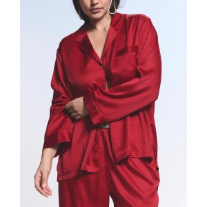 Пижама Signature Satin Shine Long Pajama Set Red Laquer