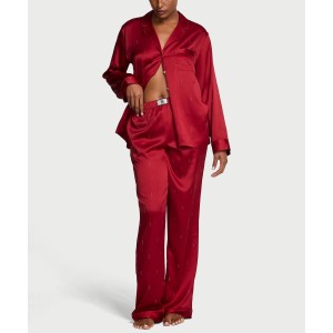 Пижама Signature Satin Shine Long Pajama Set Red Laquer