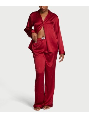 Піжама Signature Satin Shine Long Pajama Set Red Laquer