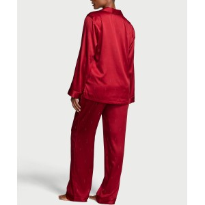 Пижама Signature Satin Shine Long Pajama Set Red Laquer