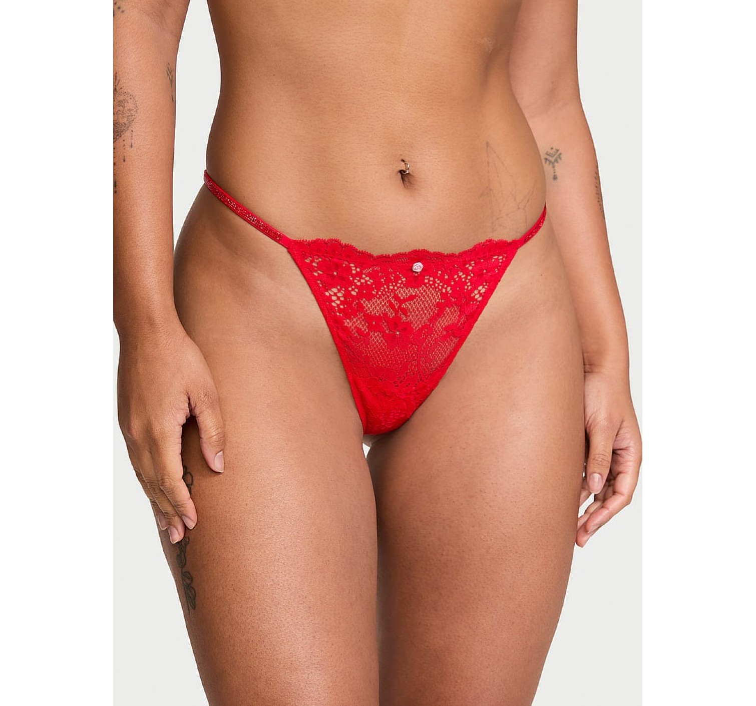 Трусики Dream Angels Twinkle Strap Lace V-String Panty Bright Vermillion