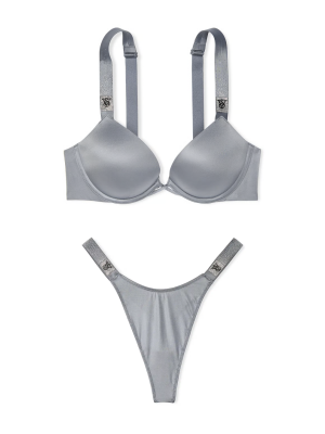 Комплект белья Bombshell Add-2-Cups Scattered Shine Strap Push-Up Bra Set Asteroid Grey