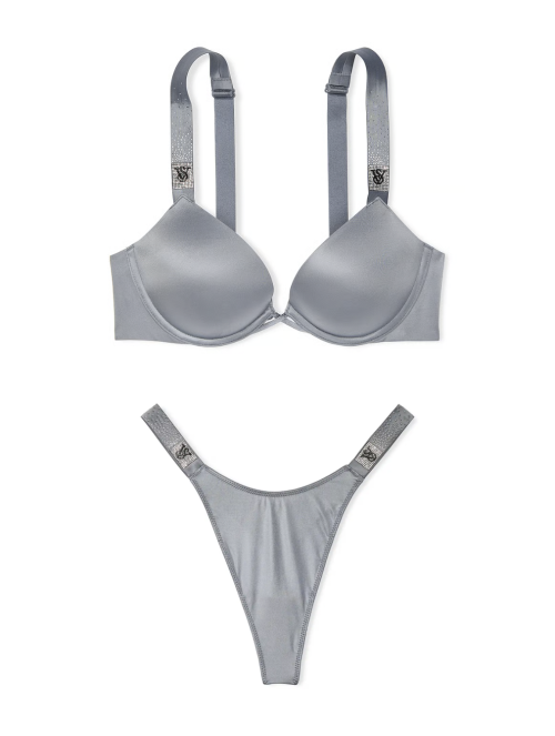 Комплект белья Bombshell Add-2-Cups Scattered Shine Strap Push-Up Bra Set Asteroid Grey