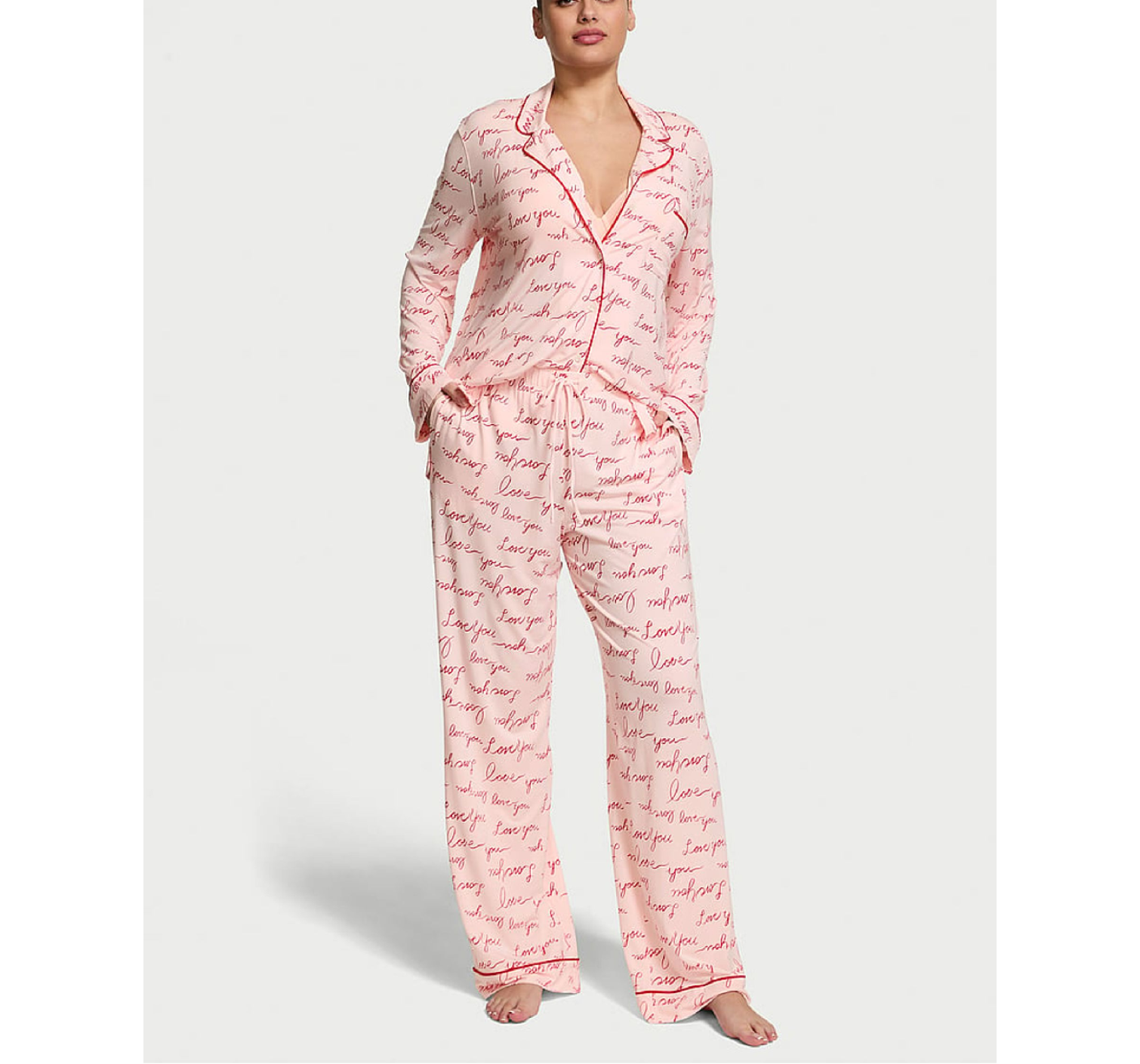 Пижама Modal Soft Long Pajama Set Pink Logo