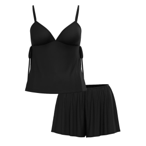 Пижама Victoria's Secret Ribbed Modal Velvet-Trim Cami Shorts Set Black