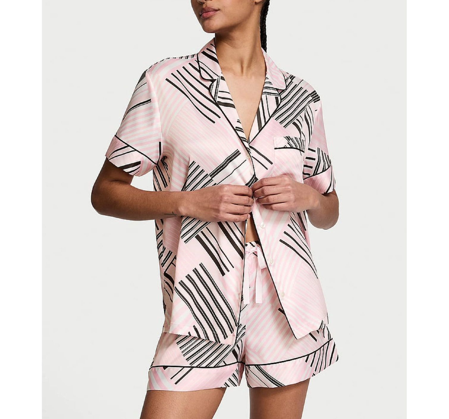 Піжама Glazed Satin Short Pajama Set Pink Frosting