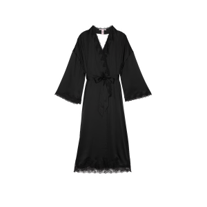 Сатиновый халат Victoria's Secret Satin & Rose Lace Open-Back Long Robe