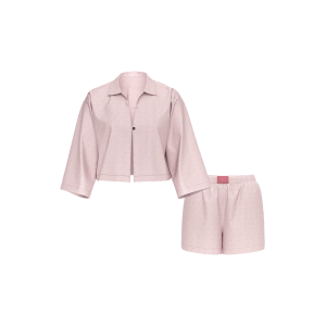 Пижама Modal-Cotton 3/4-Sleeve Flyaway Shirt & Short Pajama Set