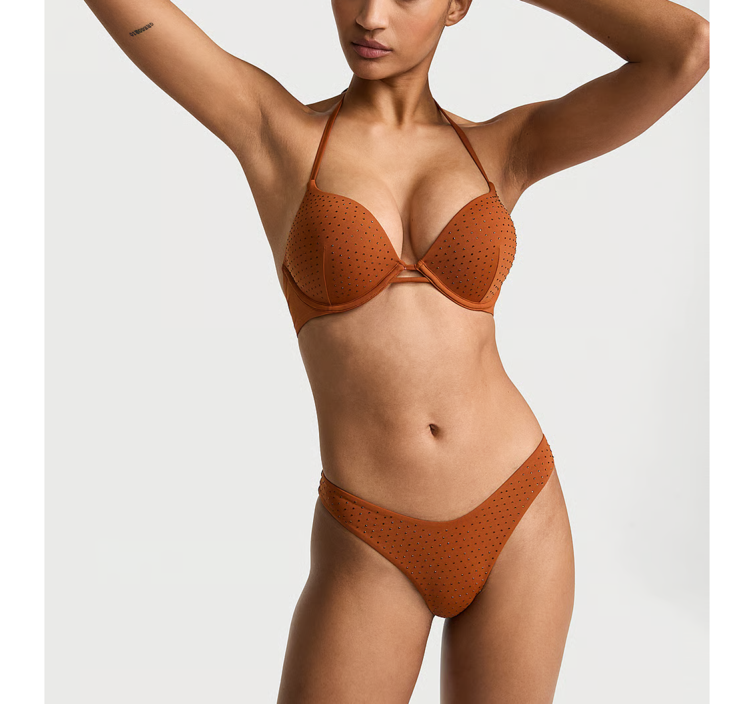Купальник Essential Bombshell Add-2-Cups Diamanté Push-Up Bikini Top Set Apple Cinnamon