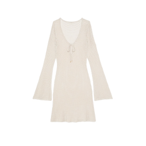 Пляжна туніка Beachwear Crochet Long-Sleeve Mini Dress