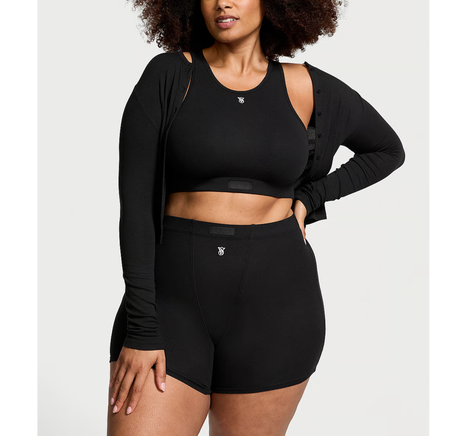 Костюм 3-Piece Ribbed Modal Boxer Briefs Set Black