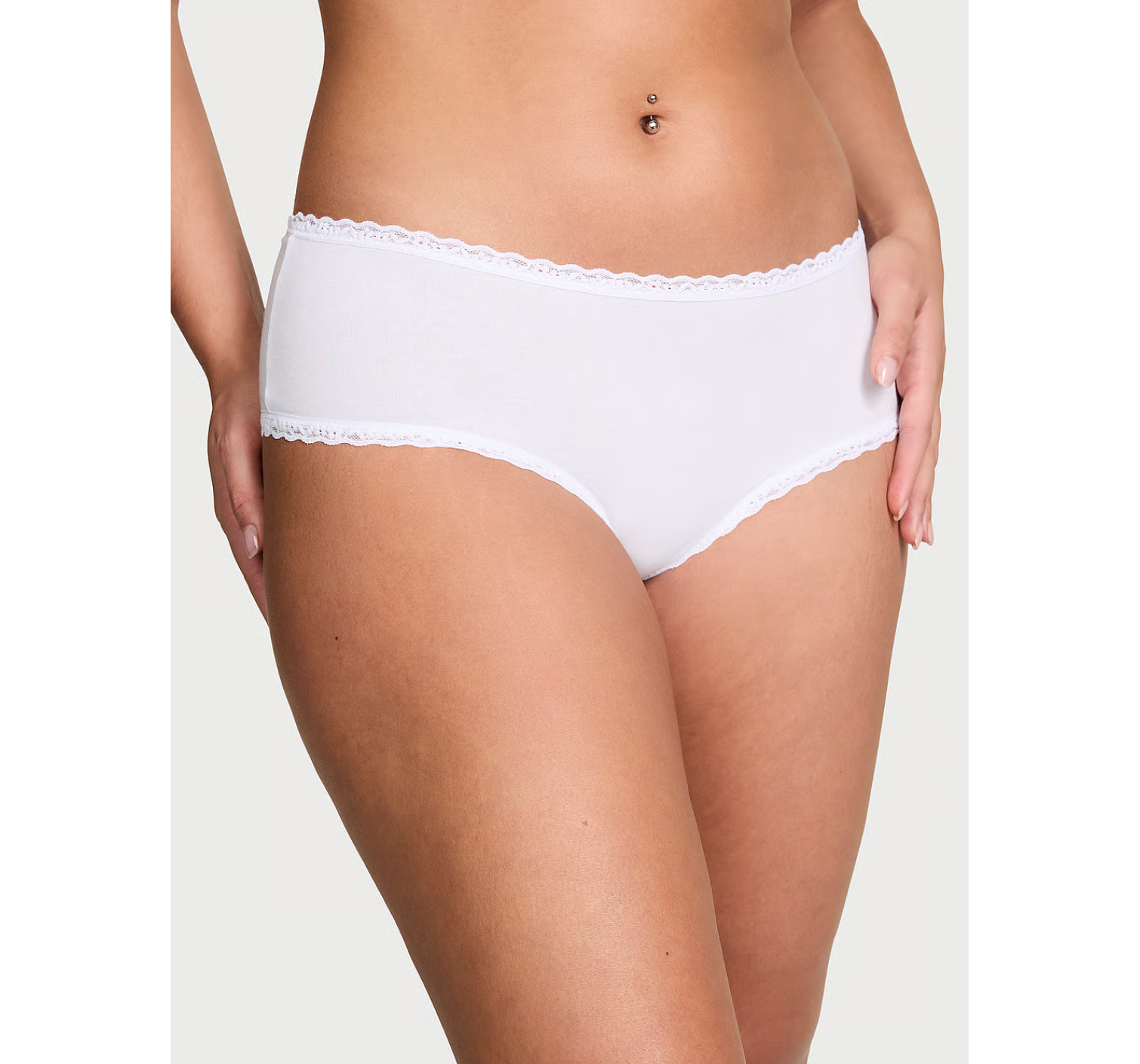 Трусики Cotton Lace-Waist Cheeky Panty White