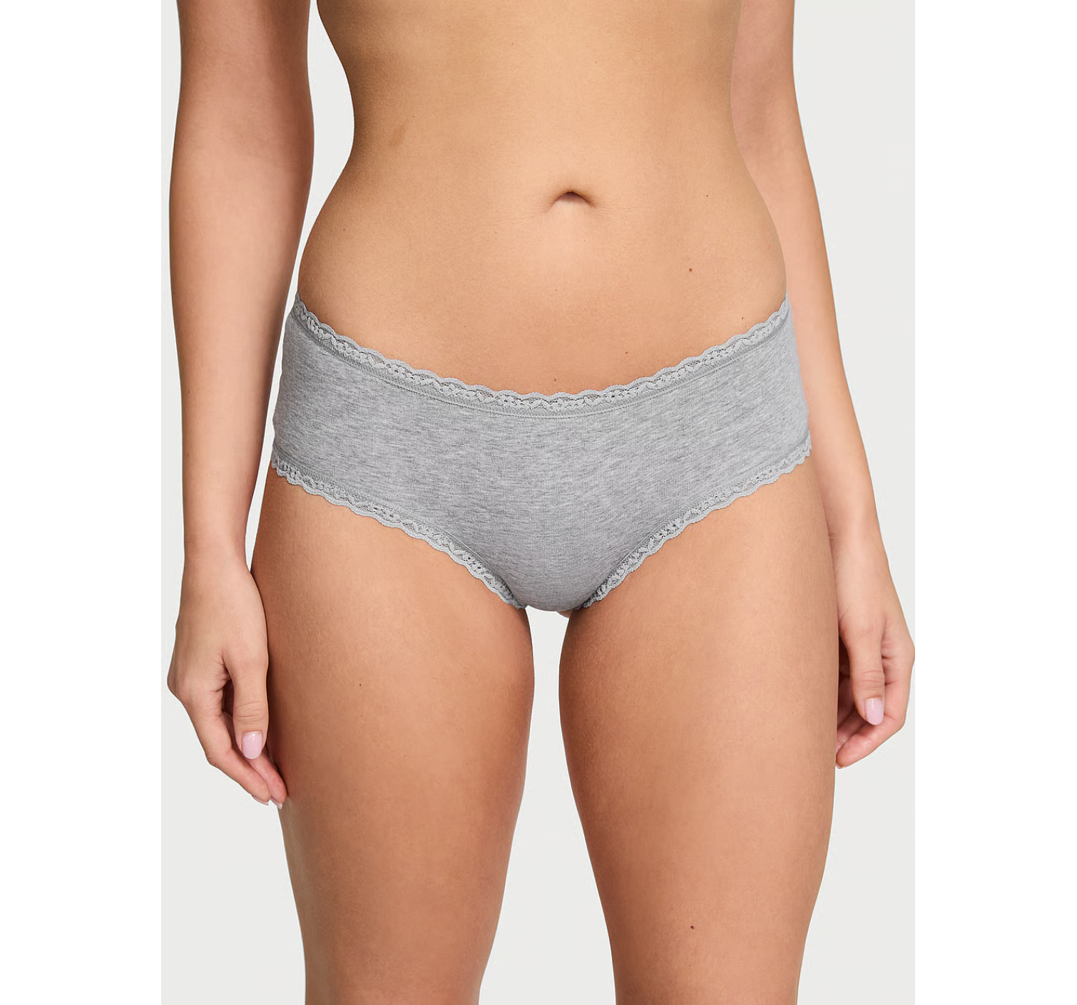 Трусики Cotton Lace-Waist Cheeky Panty Grey