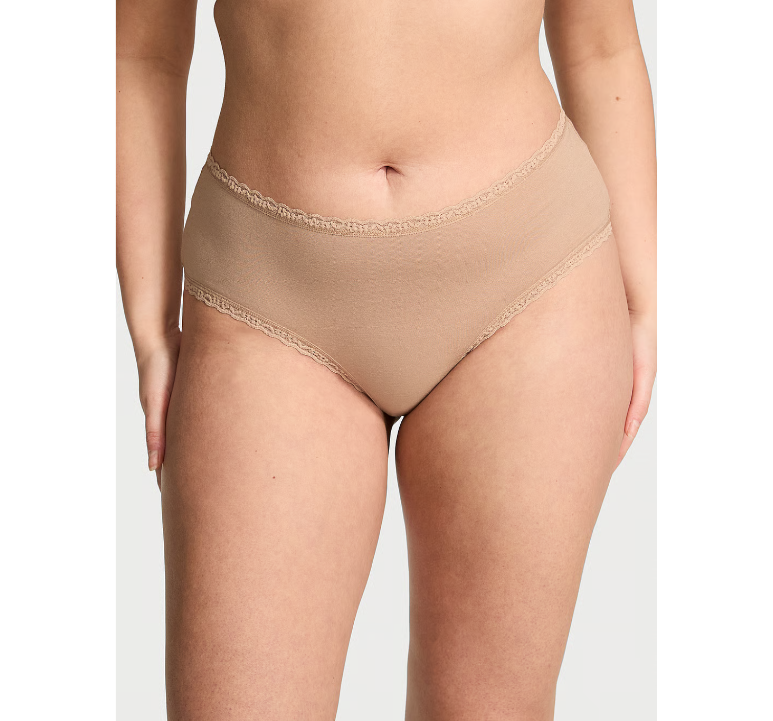 Трусики Cotton Lace-Waist Cheeky Panty Praline