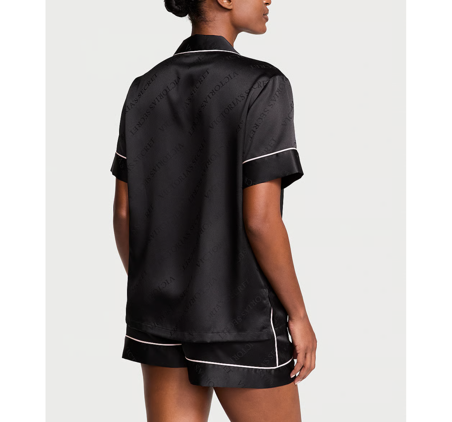 Сатинова піжама VS Satin Short Black Logo Pj Set