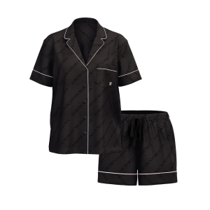 Сатинова піжама VS Satin Short Black Logo Pj Set