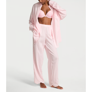 Піжама Modal-Cotton Eyelet Long Pajama Set Angel Pink
