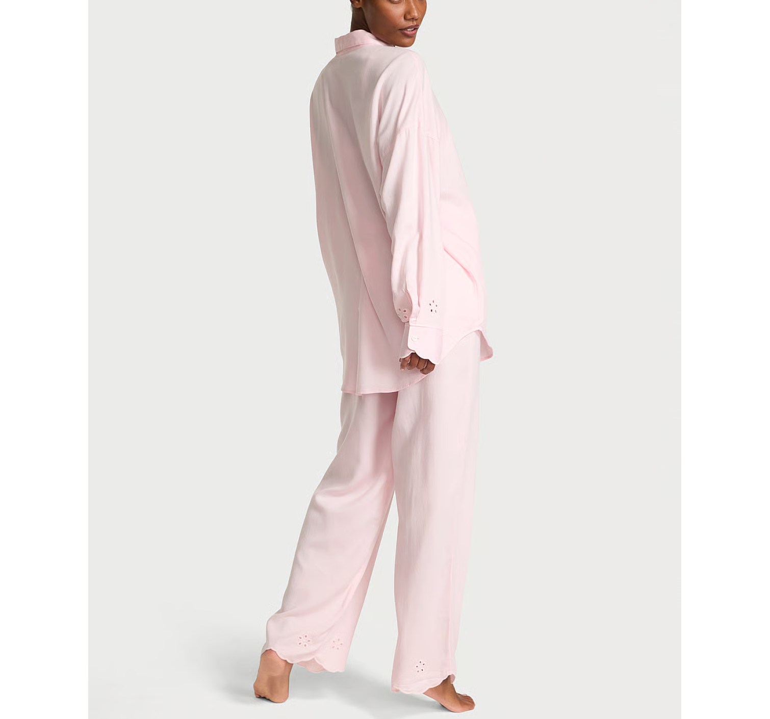 Піжама Modal-Cotton Eyelet Long Pajama Set Angel Pink