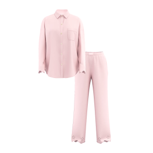 Піжама Modal-Cotton Eyelet Long Pajama Set Angel Pink