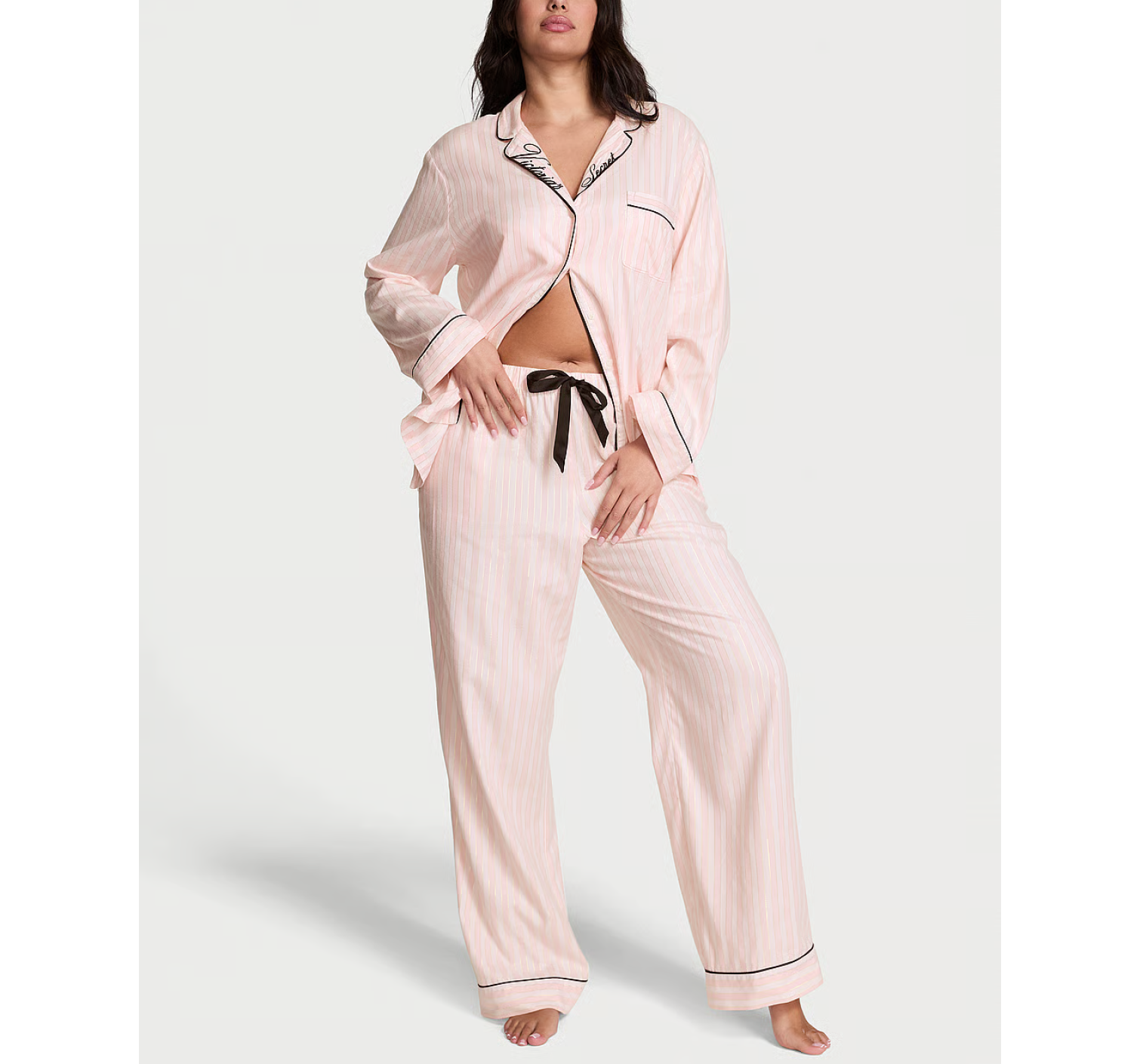 Піжама Flannel Long Pajama Set Pink Stripe Print