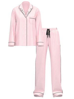 Піжама Flannel Long Pajama Set Pink Stripe Print