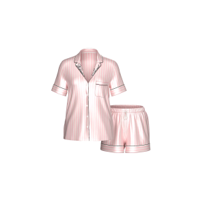 Сатиновая пижама Glazed Satin Short Pajama Set Pink Stripe