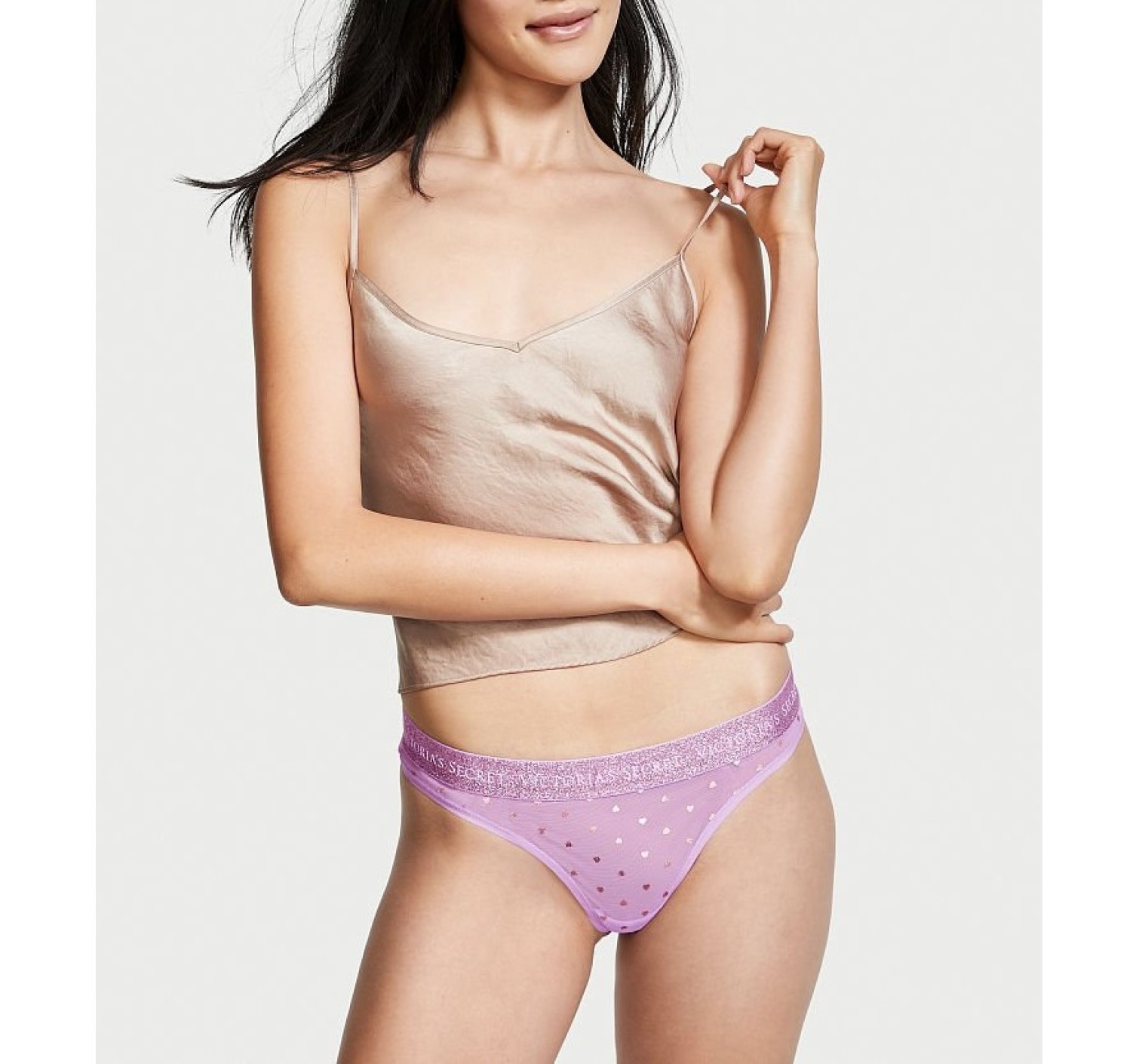 Трусики стрінги Thong Logo Panty Gold Hearts