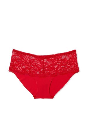 Трусики Victoria’s Secret хипгаггеры No Show Hiphugger Panty Red Lace