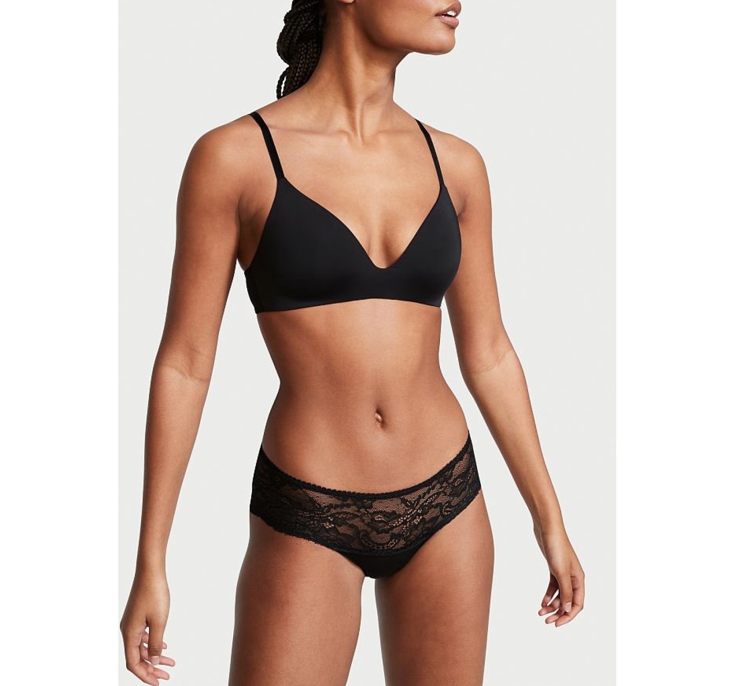 Трусики Victoria’s Secret хипгаггеры No Show Hiphugger Panty Black Lace