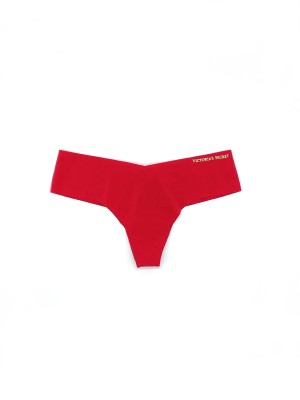 Трусики стринги Victoria’s Secret бесшовные No Show Thong panty Red 