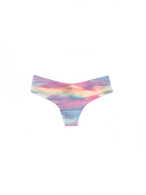 Трусики Pink стринги бесшовные No Show Thong panty Rainbow